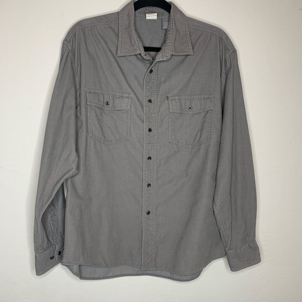 Aigle Taupe Tan Corduroy Button Up Shirt Sz Large 100% Cotton